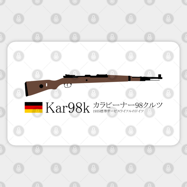 Kar98k Karabiner 98 Kurz 1935 German Standard Service Rifle Historical German Weapon Black In Japanese カラビーナー98クルツ 1935標準サービスライフルのドイツ Kar98k Sticker Teepublic