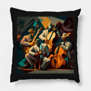 Abstract Art - men playing JAZZ Pillow