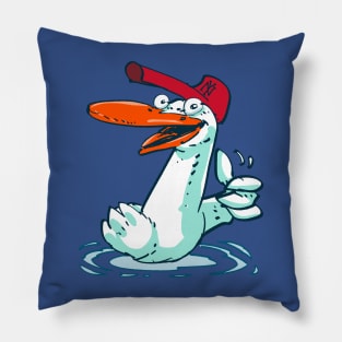 funny duck on the lake sweet cartoon Pillow