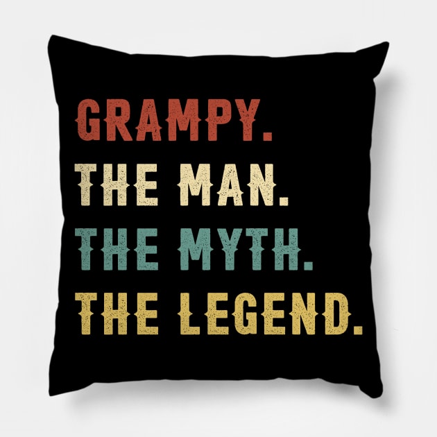 Fathers Day Gift Grampy The Man The Myth The Legend Pillow by Soema