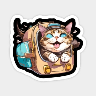 Colorful Cat Travel In The World - Funny Cats Magnet