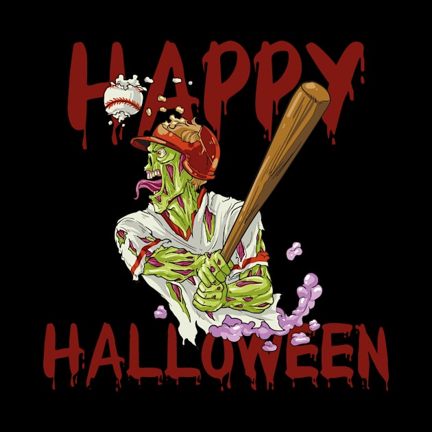 Happy Halloween Baseball Zombie Costume Gift by Luxara