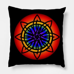 Celtic Rainbow Flower Mandala Pillow