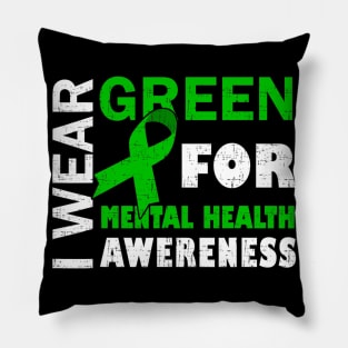 I Wear Green For Mental Health Awareness Costume Ribbon Pillow