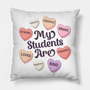 Teacher Valentines Day Positive Affirmations Candy Heart Pillow