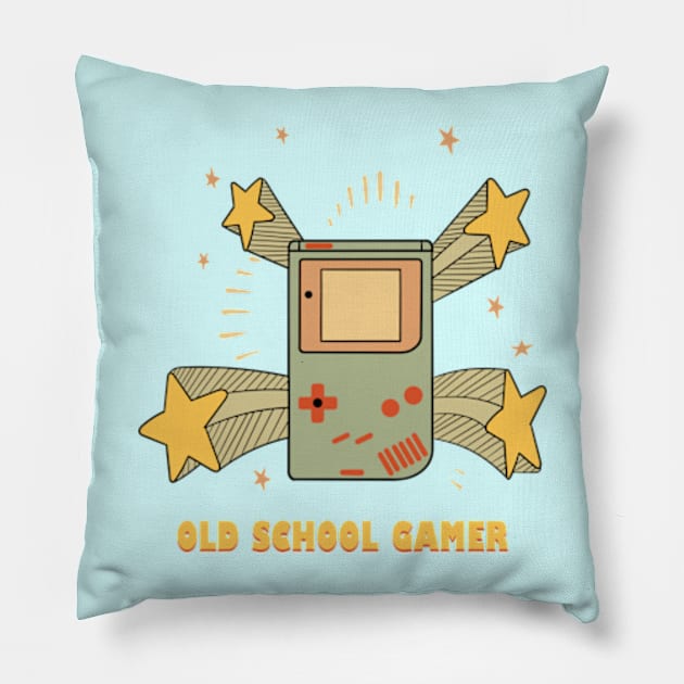 Old School Gamer Pillow by Oiyo