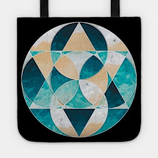 Geometric collage of beach oil painting Tote