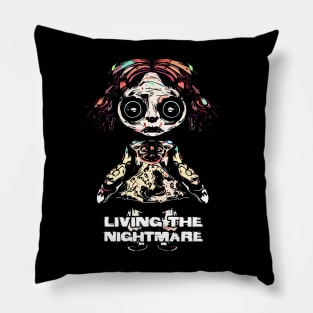Creepy Scary Doll Living The Nightmare October 31st Horror Pillow