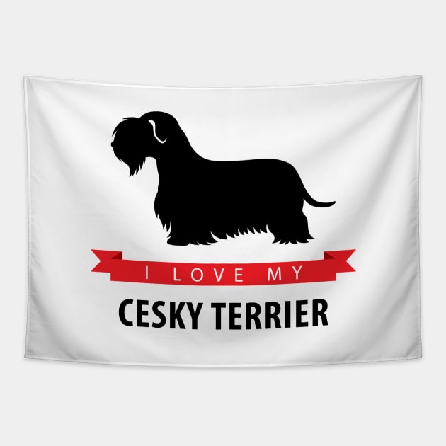 I Love My Cesky Terrier Tapestry by millersye