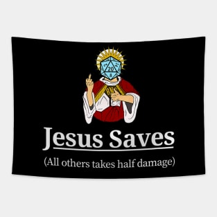 D20 Saves Dungeons Jesus Lover Tapestry