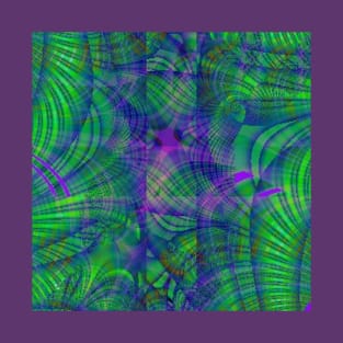 Green and Purple Lines Fractal Design T-Shirt