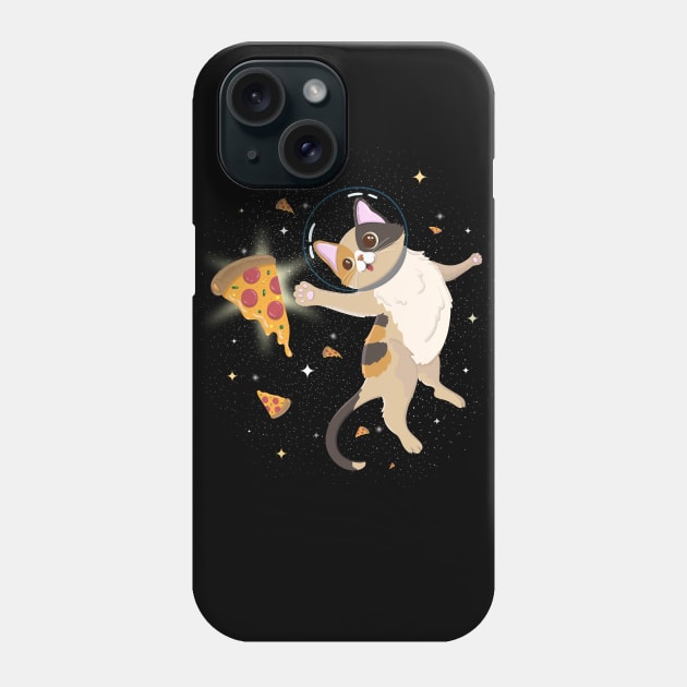 Space Cat Chasing Pizza Phone Case by HamilcArt