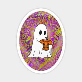 Spooky Ghost Boy Loves His Jack-o-lantern III Magnet