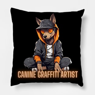 Canine Graffiti Artist Pillow