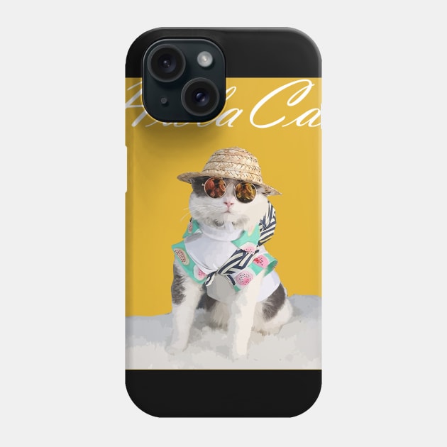 Hula Cat Hawaiian Funny Phone Case by LOVILOVI