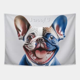 [AI Art] Red, blue and white French Bulldog Tapestry