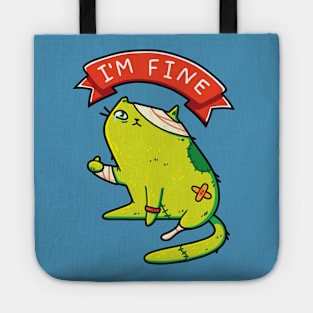 Cured Zombie Cat & I'm Fine Typography Tote