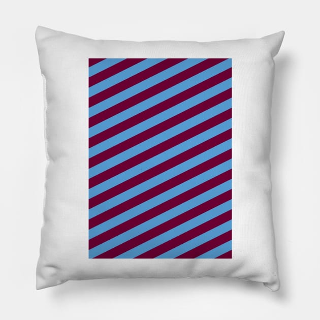 Burnley Claret and Blue Angled Stripes Pillow by Culture-Factory