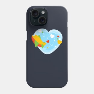 Cute Airplane with Hearts and Clouds Phone Case