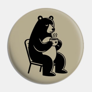 Bear Drinking Coffee Pin