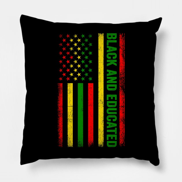 Black and Educated Pillow by UrbanLifeApparel