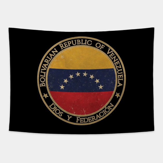 Vintage Bolivarian Republic of Venezuela USA South America United States Flag Tapestry by DragonXX