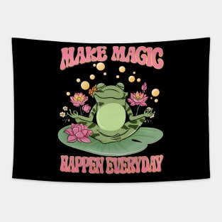 Make Magic Happen Everyday - Frog Yoga Inspired Design Tapestry