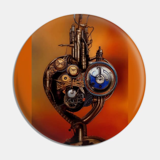 Steampunk mechanical heart Pin by Dendros-Studio