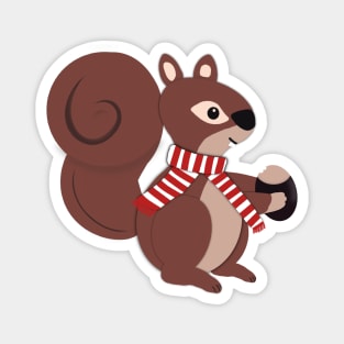 Winter Squirrel with Nut Magnet