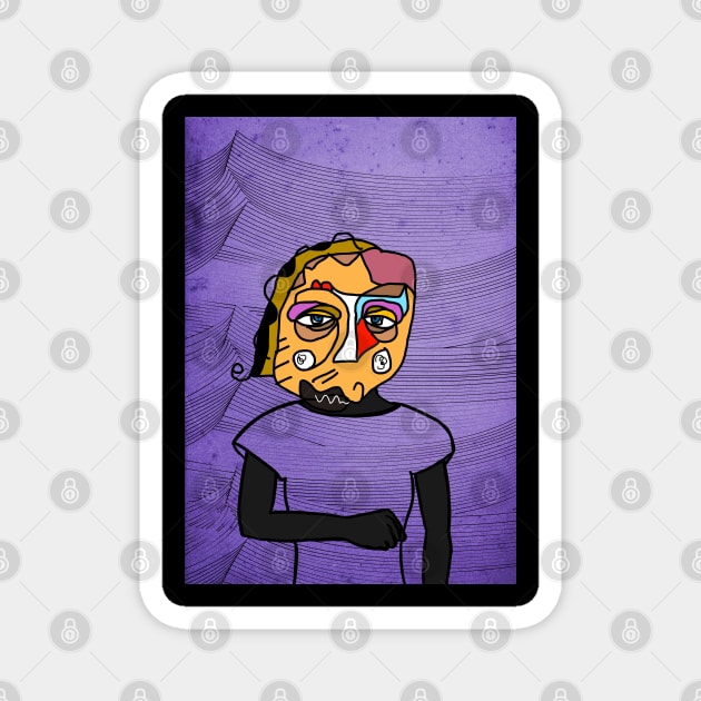Exceptional Digital Art Collectible - Character with FemaleMask, AbstractEye Color, and BlueSkin on TeePublic Magnet by Hashed Art