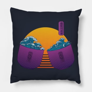 Retrowave Kanagawa wave Kanpai Sake 80s style Pillow