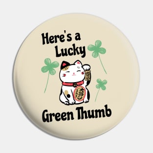 Funny St Patricks Day Lucky Leprechaun Shamrock Cat Lucky Green Thumb Pin