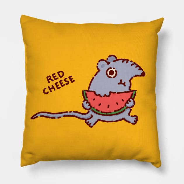 Red Cheese Pillow by Tinyarts