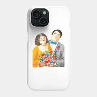 Happy Love Couple Together with Flowers painting Phone Case