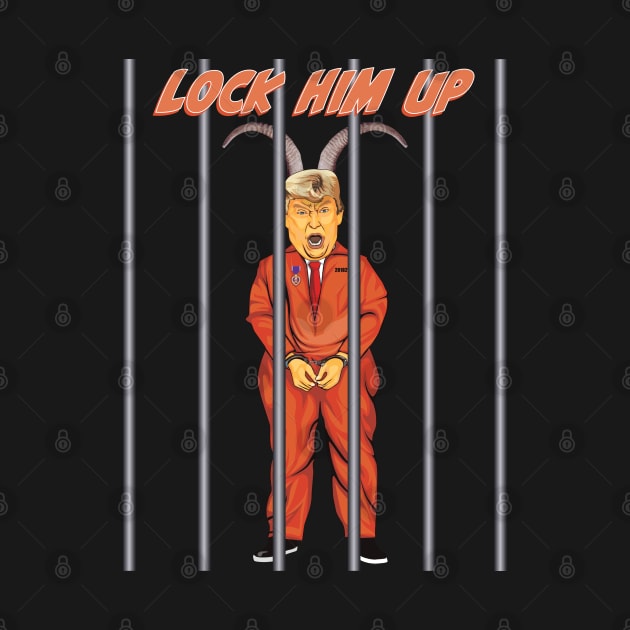 Trump with Devil Horns in Orange Prison Jumpsuit by FrogAndToadsWorkshop