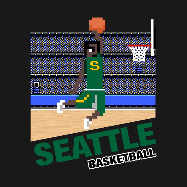 Seattle Basketball 8 bit pixel art cartridge design by MulletHappens