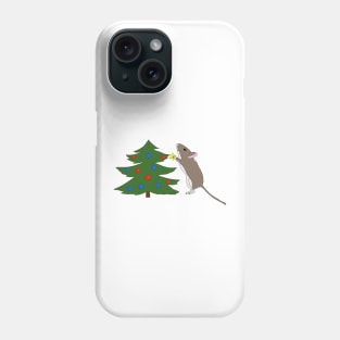 Cute brown gerbil decorating Christmas tree Phone Case