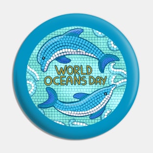 Dolphins At Play for World Ocean Day Pin