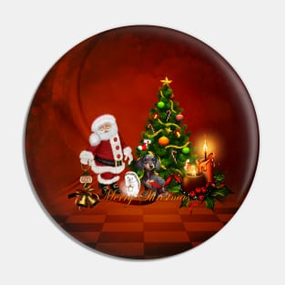 Santa Claus with hedgehog and dog  brings happiness Pin