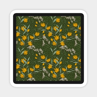 Wildflowers in Green Magnet
