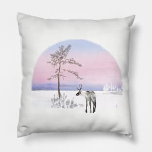 Pink Frosty morning in Lapland Pillow