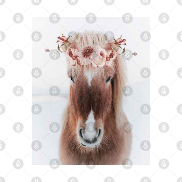 Icelandic Horse Portrait with Flowers by AmyBrinkman