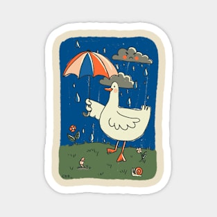 Umbrella Duck in the Rain Magnet