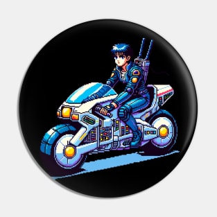 futuristic anime girl in bike pixel art Pin