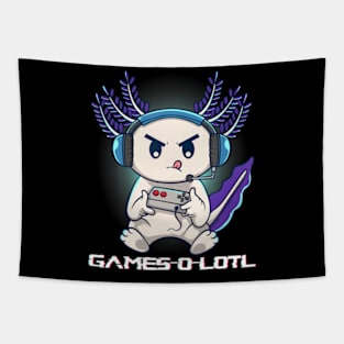 Axolotl Playing Console Video Games Gamesolotl Gaming Tapestry