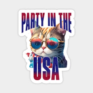 Cool Cat Party in the USA Independence Day Magnet