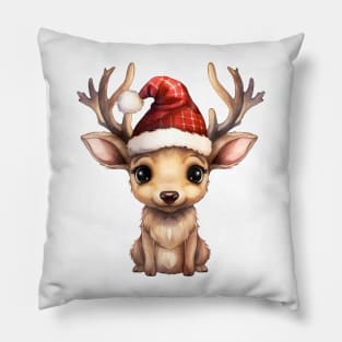 American Bull Elk in Santa Hat Pillow