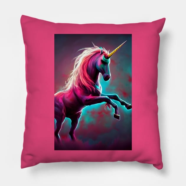 Dark Rainbow Gothic Unicorn AI created digital art by stine1 Pillow by Christine aka stine1