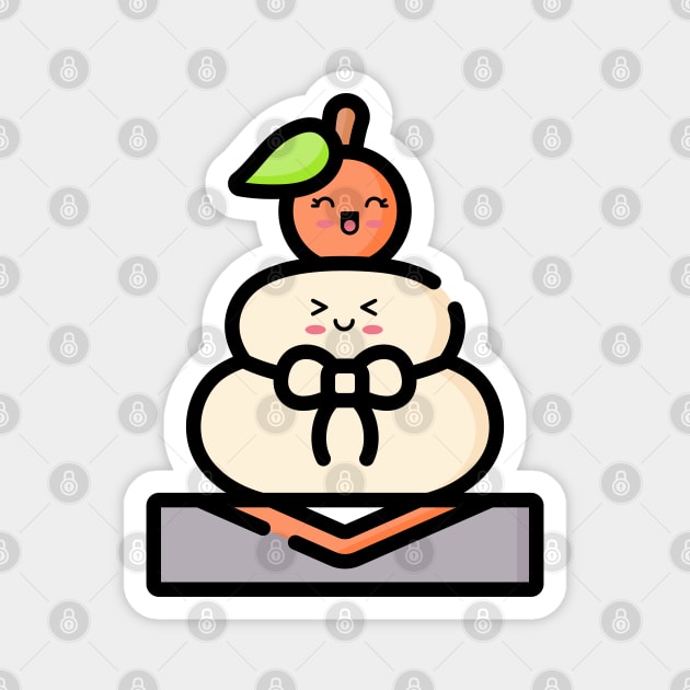 Cute Kawaii Kagami Mochi Magnet by HolidayBug