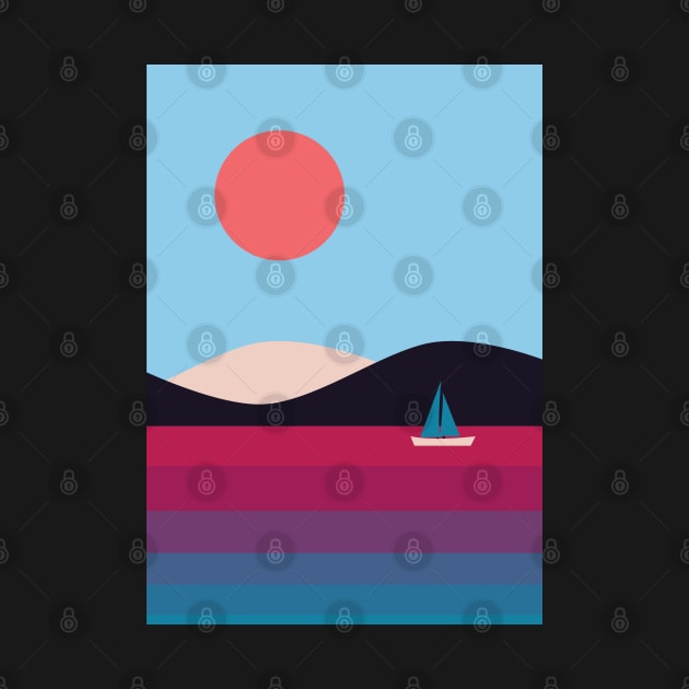 Nordic Minimalist Abstract Beach Sunset Graphic Illustration by CityNoir